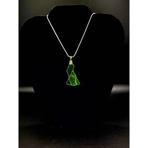Uranium Glass Pendant Glowing Lime Green UV Reactive Recycled Oddity Collector